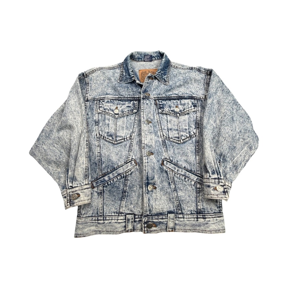 Rue Jeans Denim Jacket Small Blue Acid Wash Cotton Trucker Vintage Workwear